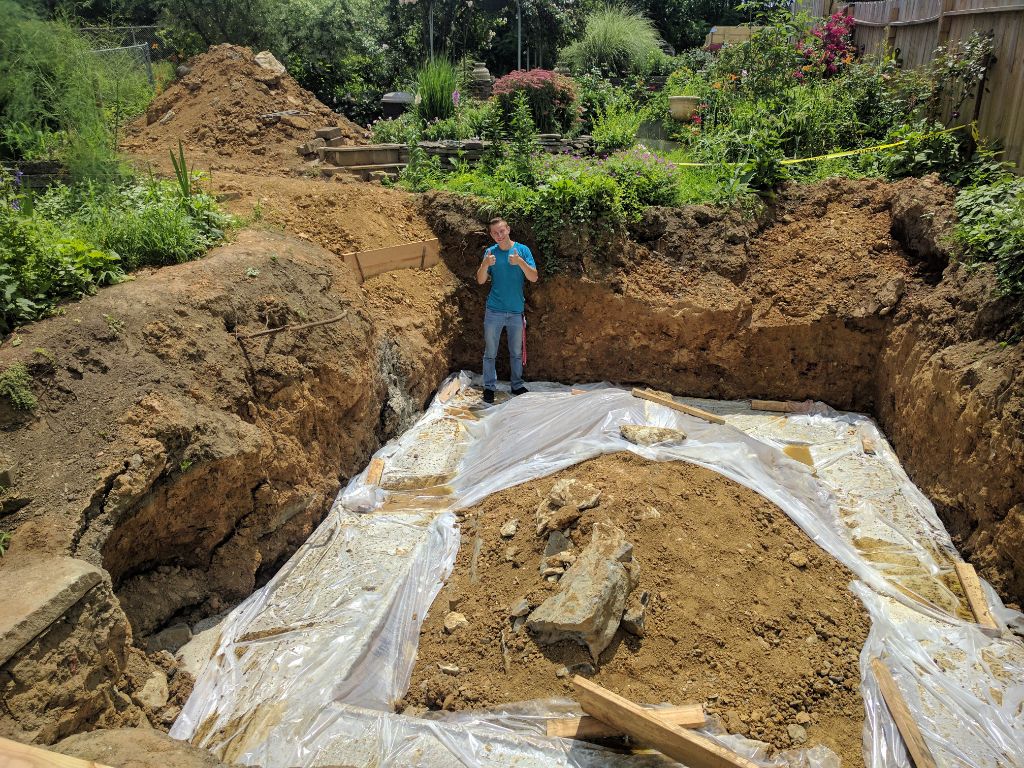 Greenhouse footer poured with David